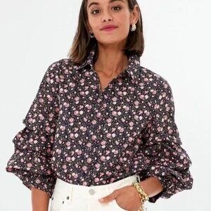 HYACINTH HOUSE Ruffle Sleeve Button Down Noah Blouse size Med EUC